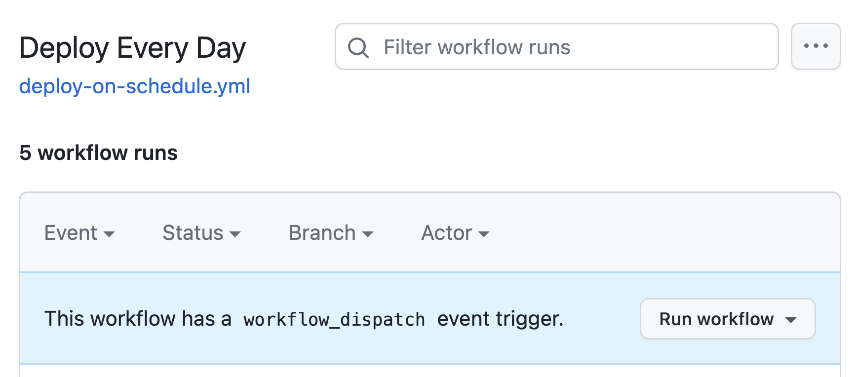 GitHub Actions 'deploy now' button