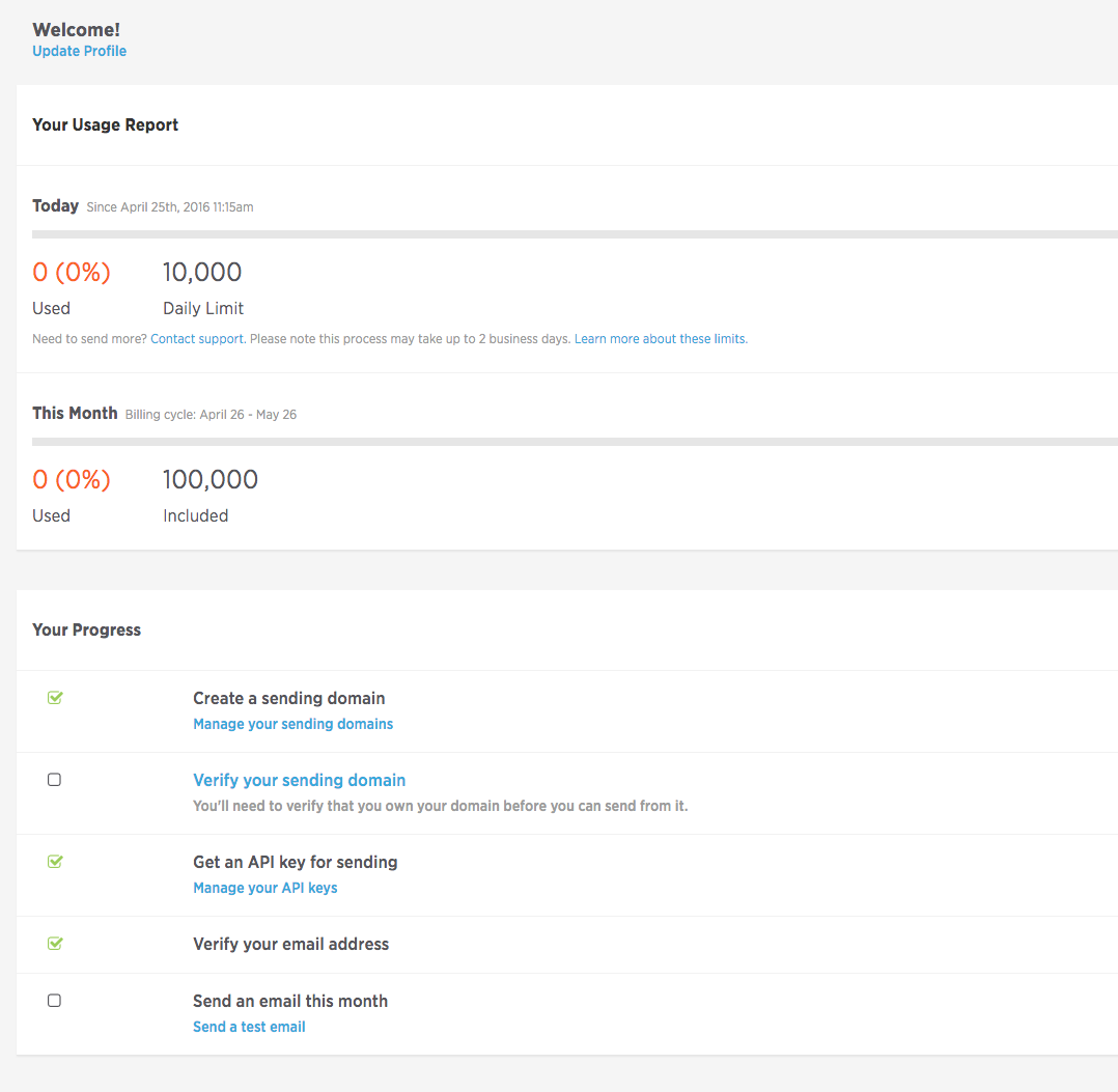 SparkPost dashboard