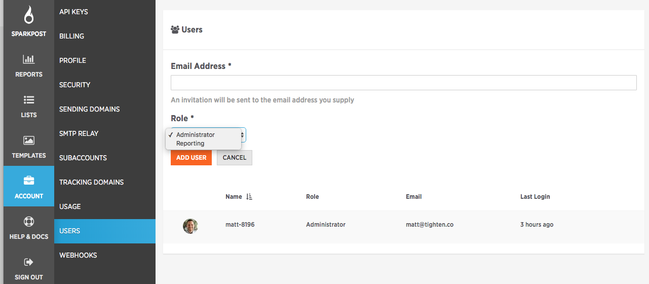 SparkPost User Accounts