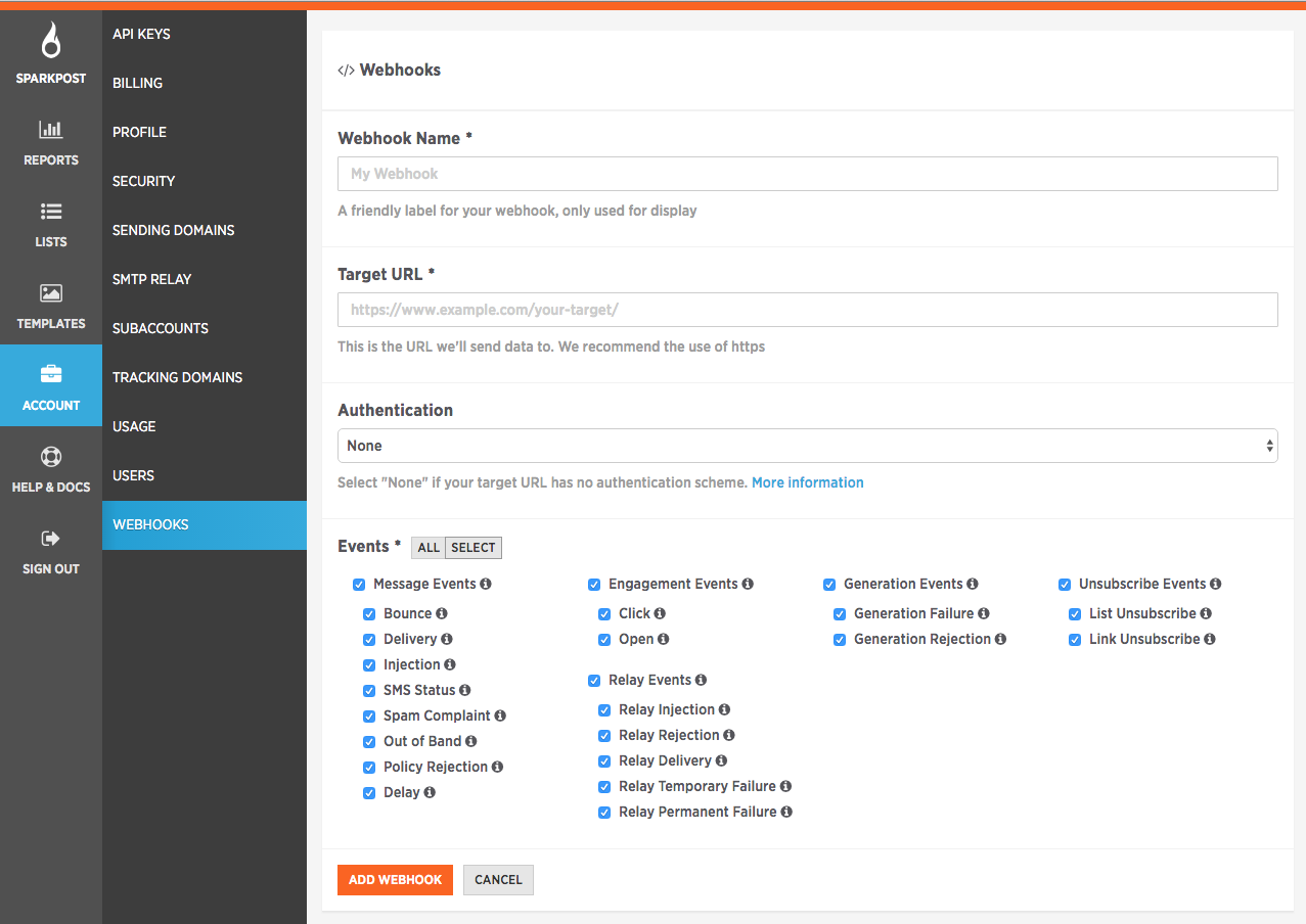 SparkPost Webhooks