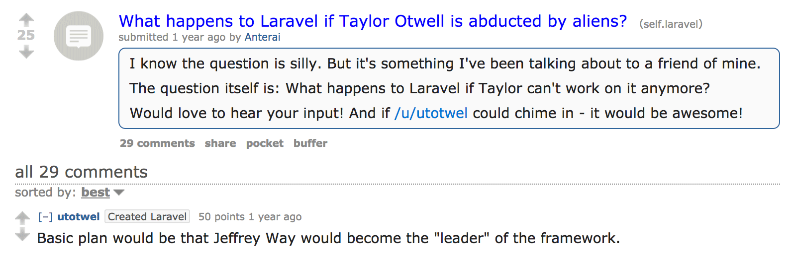 Taylor answering this question on Reddit